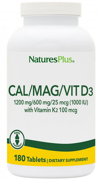 Natures Plus CAL/MAG/VIT D3 mit Vitamin K2 - 180 Tabletten