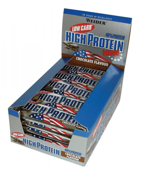 Weider 40% High Protein Low Carb Bar - 24 Riegel a 50g