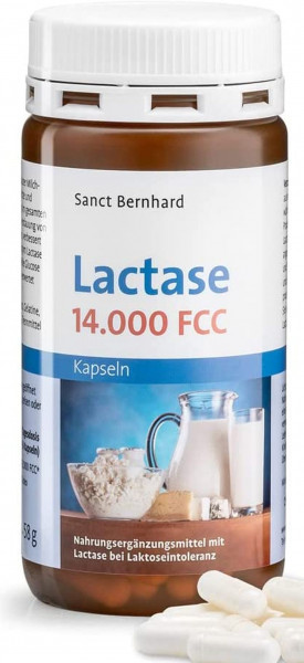 Sanct Bernhard Lactase-Enzym-Kapseln 14000 FCC - 150 Kapseln