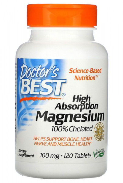 Doctor`s Best High Absorption Magnesium 100 mg – 120 Tabletten
