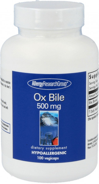 Allergy Research Group Ox Bile 500 mg – 100 veg. Kapseln