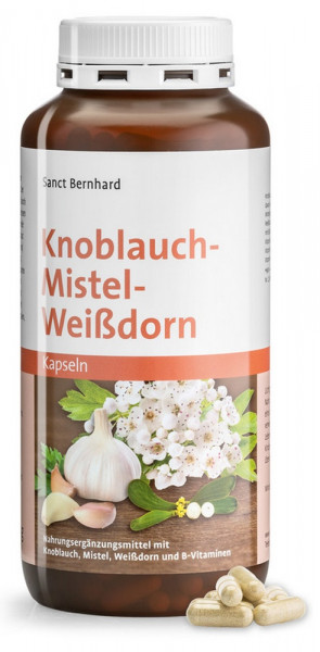 Sanct Bernhard Knoblauch-Mistel-Weißdorn – 480 Kapseln