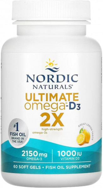 Nordic Naturals Ultimate Omega-D3 2x 2150 mg zitrone-60 Softgels