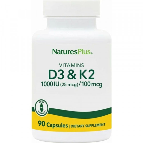 Natures Plus Vitamin D3 (25 mcg)+Vitamin K2(100mcg)-90 Kapseln