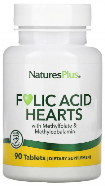 Natures Plus Folic Acid Hearts- 90 Tabletten