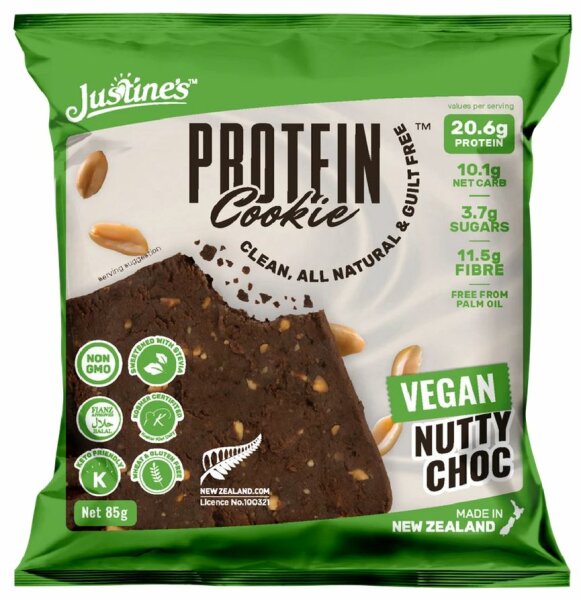 Justines Vegan Protein Cookies - 12 x 85 g, Nutty Choc
