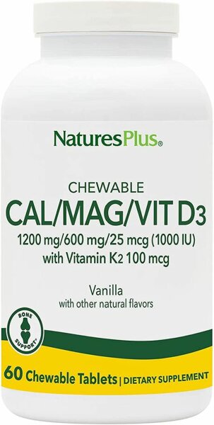 Natures Plus CAL-MAG-VIT D3- 60 Kautabletten- Vanilla