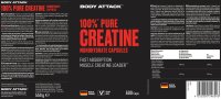 Body Attack 100 % Pure Creatine - 600 Kapseln