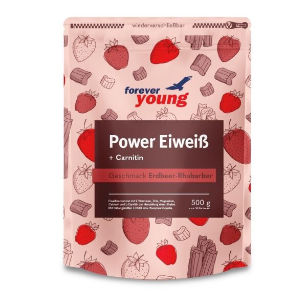 Forever Young Dr. Strunz Power Eiweiß Plus – 500 g Erdbeer-Rhabarber