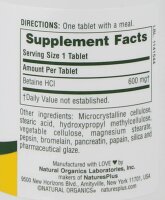 Natures Plus Betaine Hydrochloride 600 mg-90 Tabletten
