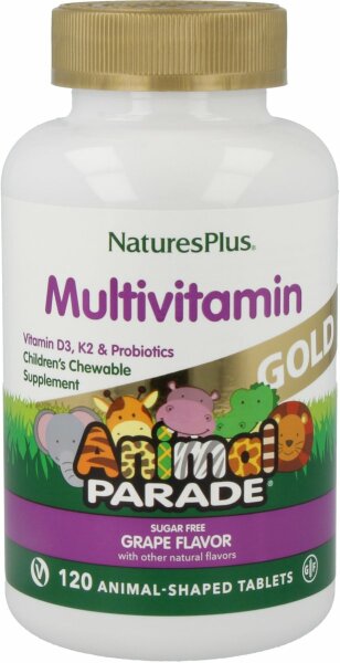 Natures Plus Animal Parade GOLD Multivitamin – 120 Kautabletten, Grape