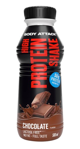 Body Attack High Protein Shake – 1 Flasche a 500 ml Chocolate
