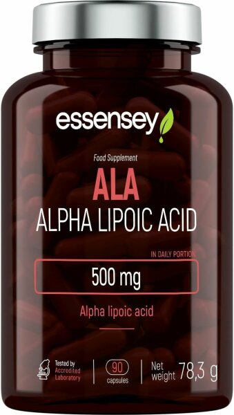 Essensey ALA  Alpha Lipoic Acid 500 mg-90 Kapseln