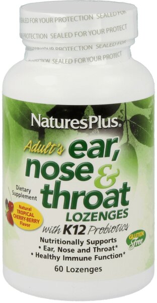 Natures Plus Adult`s Ear, Nose & Throat- 60 Lozenges cherry-berry flavor