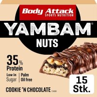 Body Attack Yambam- 15 Riegel a 55g Cookie n Chocolate Nuts