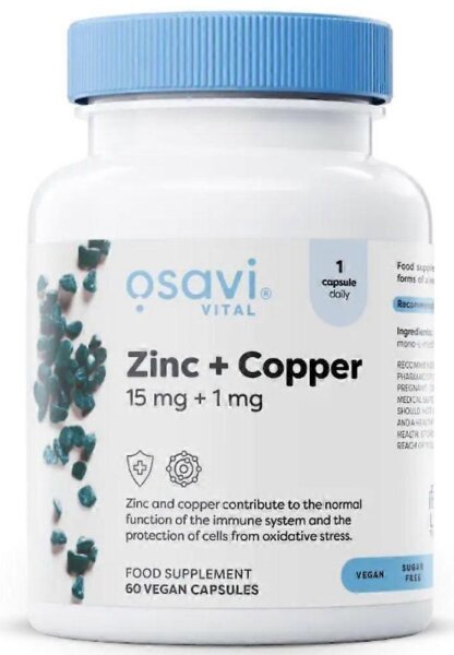 Osavi Zinc + Copper 15 mg + 1 mg – 60 Kapseln