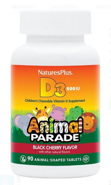 Natures Plus Animal Parade D3 500 IU - 90 Kautabletten