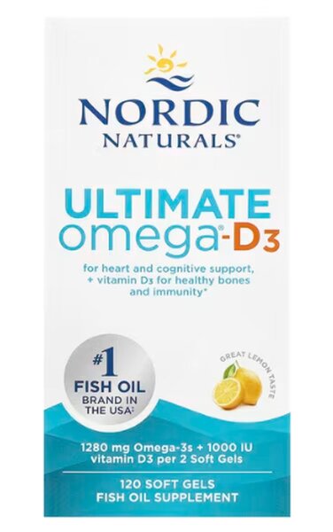 Nordic Naturals Ultimate Omega-D3 1280 mg- 120 Softgels, Zitrone