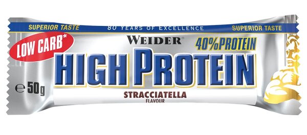 Weider 40% High Protein Low Carb Bar 50g - 1 Riegel Stracciatella